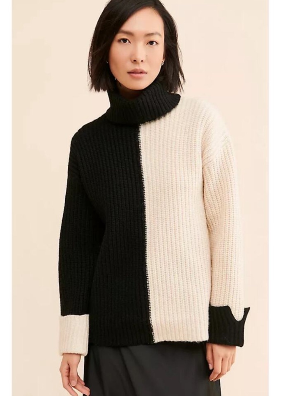 Anthropologie 4th and Reckless Turtleneck Sweater - Black & Cream